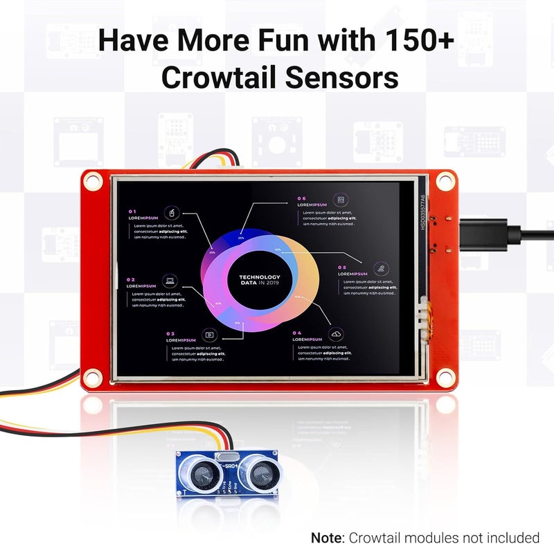 ELECROW ESP32 Display 480x320, 3.5 Inch HMI Touch Screen SPI TFT LCD Touchscreen with Acrylic Case, 32-Bit LX6 Dual-Core Processor, Up to 240MHz, Compatible with Arduino, LVGL, PlatformIO, MicroPython - Image 4